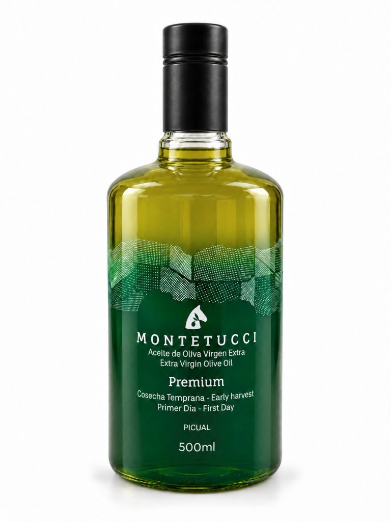 Botella AOVE Montetucci Premium Cosecha Temprana Primer Día Picual 500ml